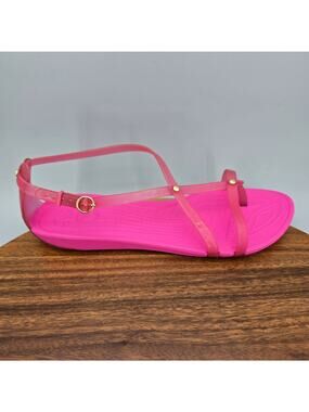 Crocs Really Sexi Sandals Womens 9 Pink Jelly Strappy Thong Slingback Buckle
